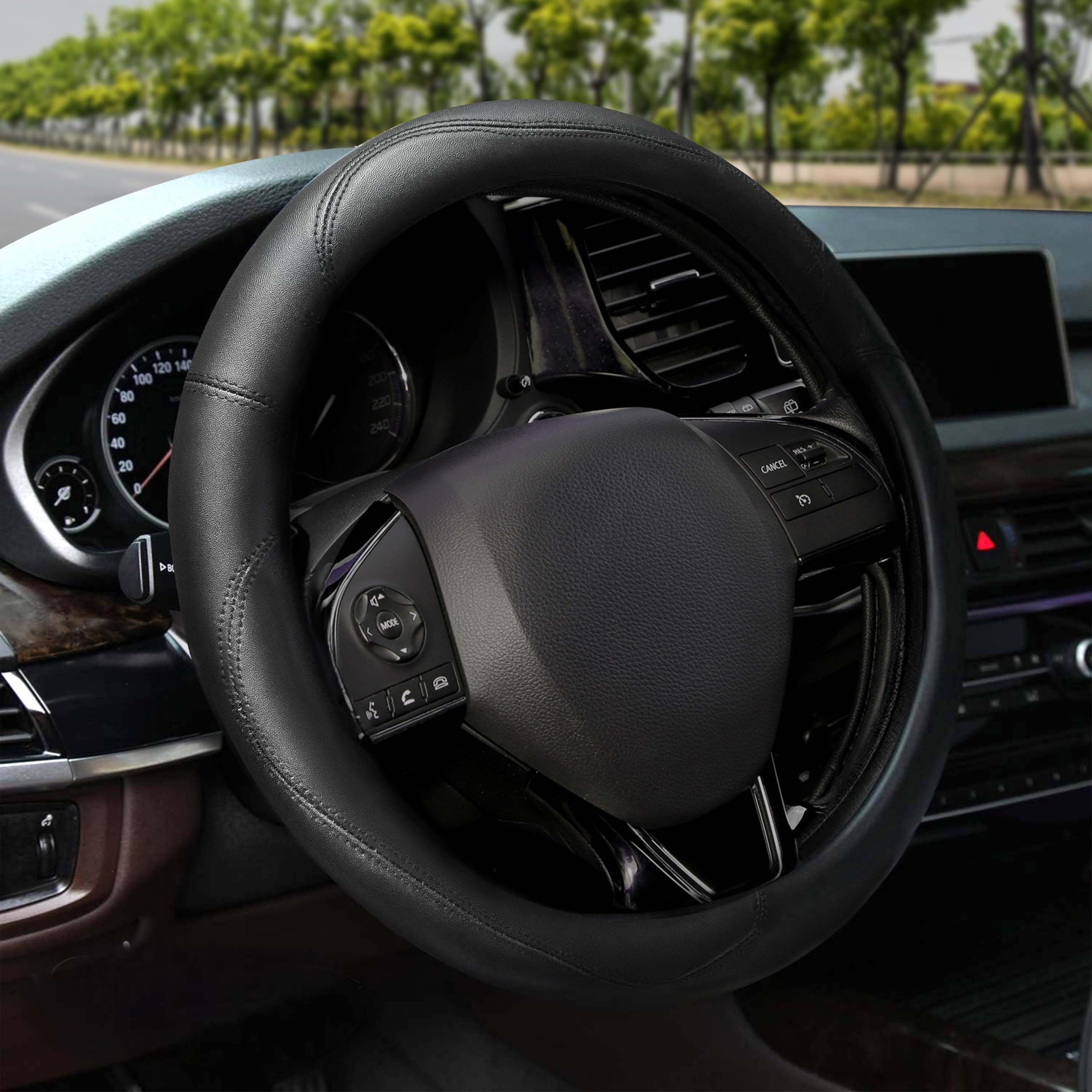 EcoNour Car Steering Wheel Cover, Black Steering Wheel Cover Women &amp; Men | P