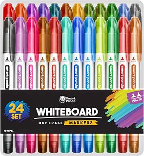 Smart Panda 24 Whiteboard Pens Dual Tip, Thin White Board Markers Erasable