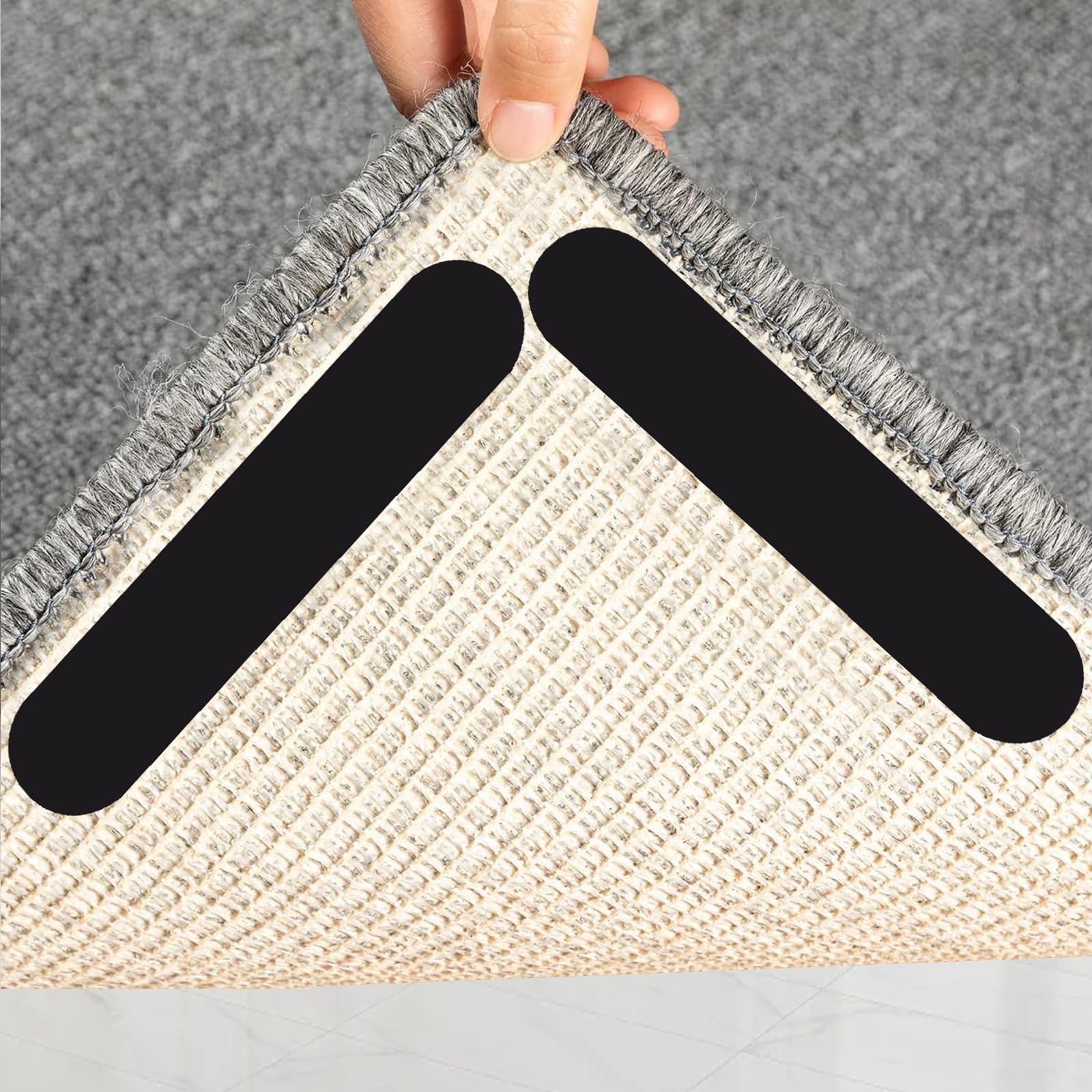 Set of 16 Non-Slip Carpet Pads Floor Protection Home Use (Rounded Corner Strips)