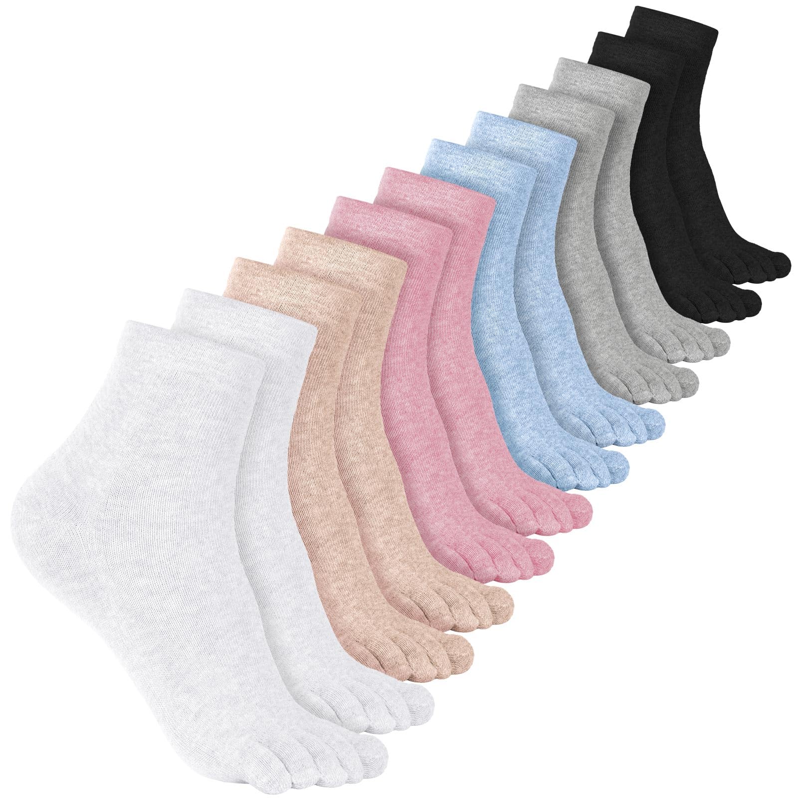 Bencailor 6 Pairs Five Fingers Separate Compression Socks Athletic Socks for Men