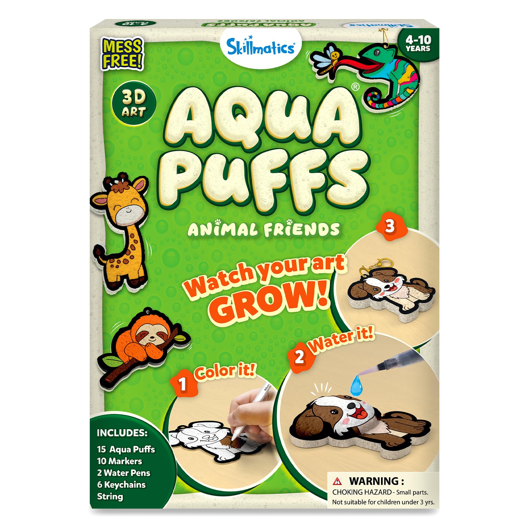Skillmatics Aqua Puffs Animals, Art & Craft, Paint by Number, Gift for Kids | DI