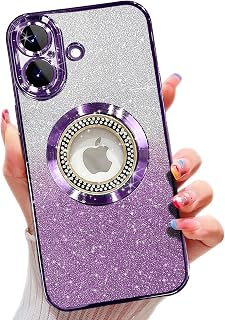 Misscase iPhone 17 Glitter Magnetic Case, MagSafe Compatible Full Body Protection Slim Shockproof Anti-Scratch Case with Camera Lens Protection, Bling Plating