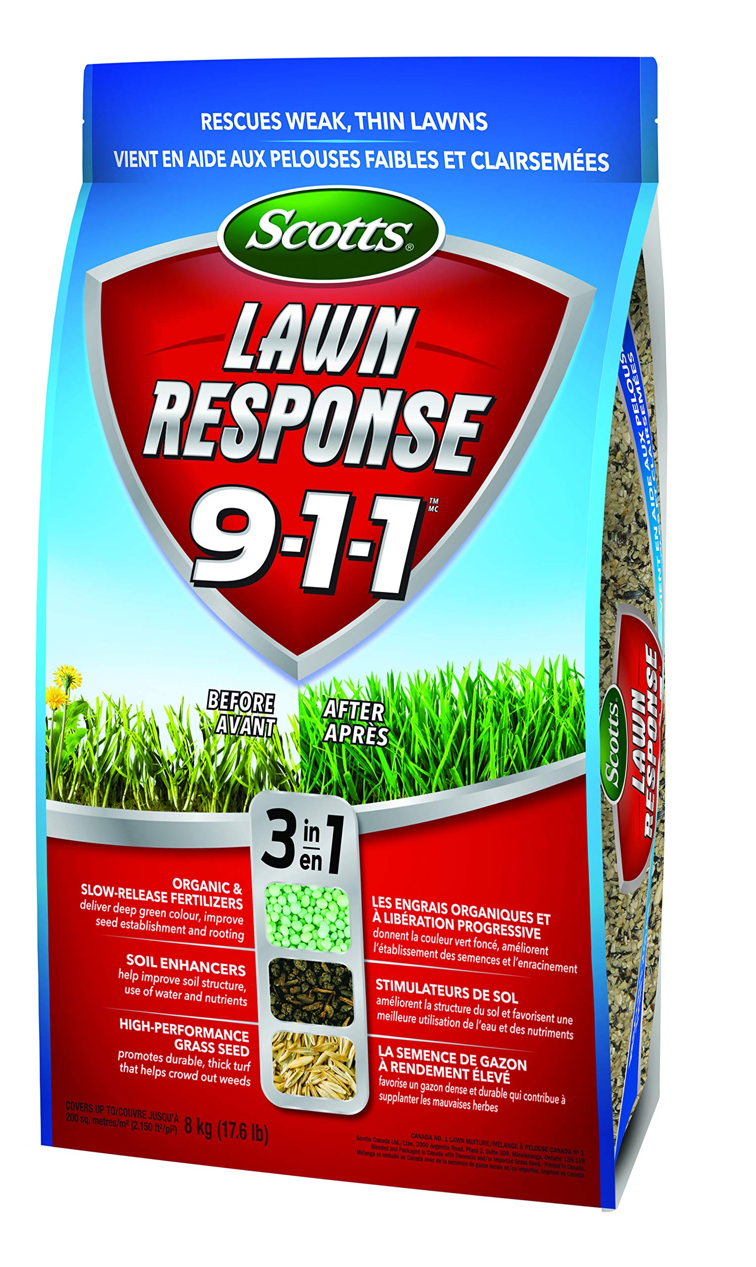 Scotts Lawn Response 9-1-1, 8kg (200 sq Meters / 2,150 sq feet Coverage) | Seed,