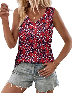 Zeagoo Eyelet Tank Tops for Women V Neck Cute Loose Summer Tops S-XXL