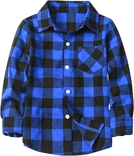 Betusline Long Sleeve Button Down Plaid Flannel Shirt