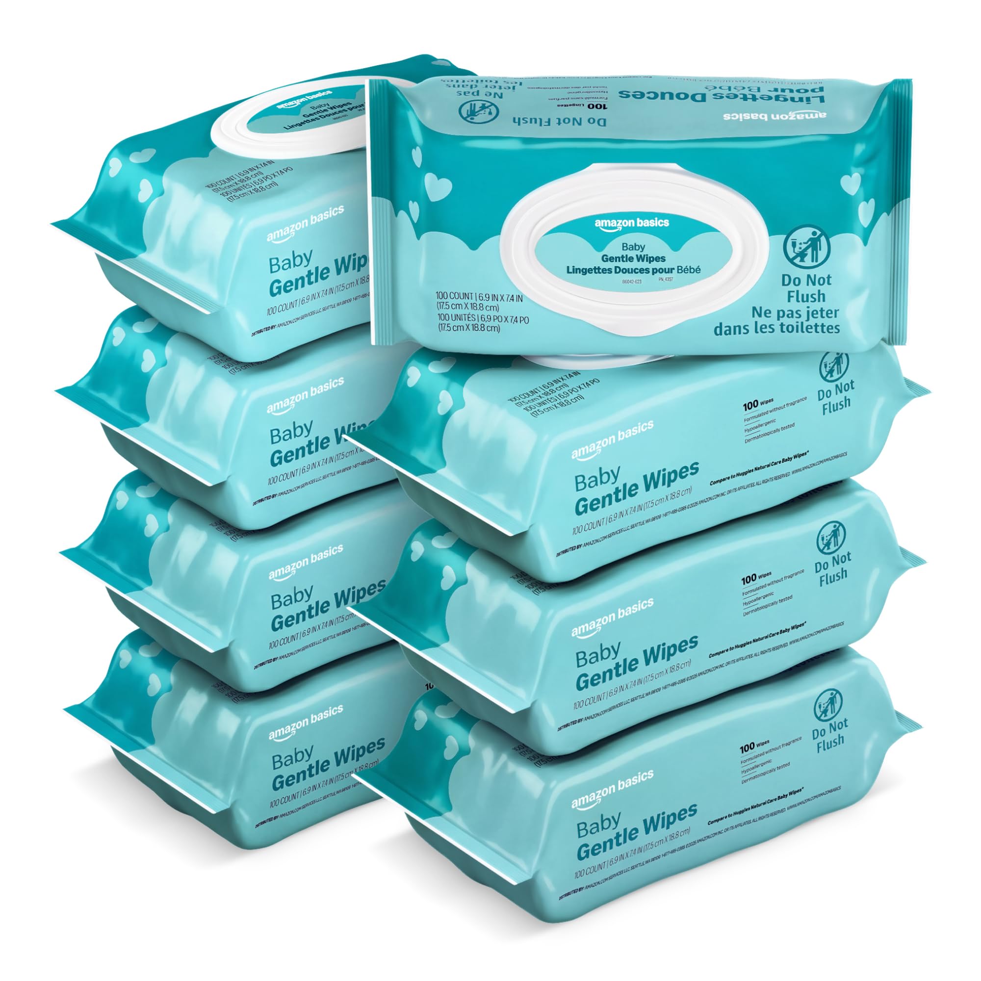 Amazon Basics Gentle Fragrance Free Baby Wipes, Hypoallergenic, Sensitive Skin, 
