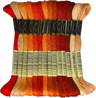 Orange-red Gradient Color Embroidery Floss - Cross Stitch Threads - Friendship Bracelets Floss - Crafts Floss - 14 Skeins Per Pack Embroidery Floss