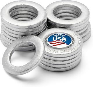 Oil Drain Plug Crush Washer M14 14MM Gasket for Acura, Honda, Kia, Hyundai | USA Made, Aluminum, 20 Pack Seal Ring for 94109-14000, 007603-014106, 21513-23001, 9956-41-400