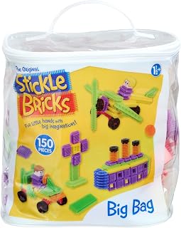 Stickle Bricks Big Bag, Toddler Building Blocks, Various Shapes and Colours, Storage Bag, Ages 18 Months+, STEM