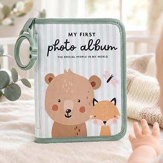 Beautiful Soft Baby Photo Album for Newborns - My First Family Photo Book | 18 Pockets for 4x6 Pictures Little Ones Love to Hold and Flip Through - Fun Toddler Album Toy Gift for Baby Showers