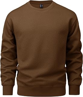 MAGCOMSEN Mens Crewneck Sweatshirts Long Sleeve Geometric Textured Pullover Shirts Spring Winter Fall Casual Soft Sweatshirt