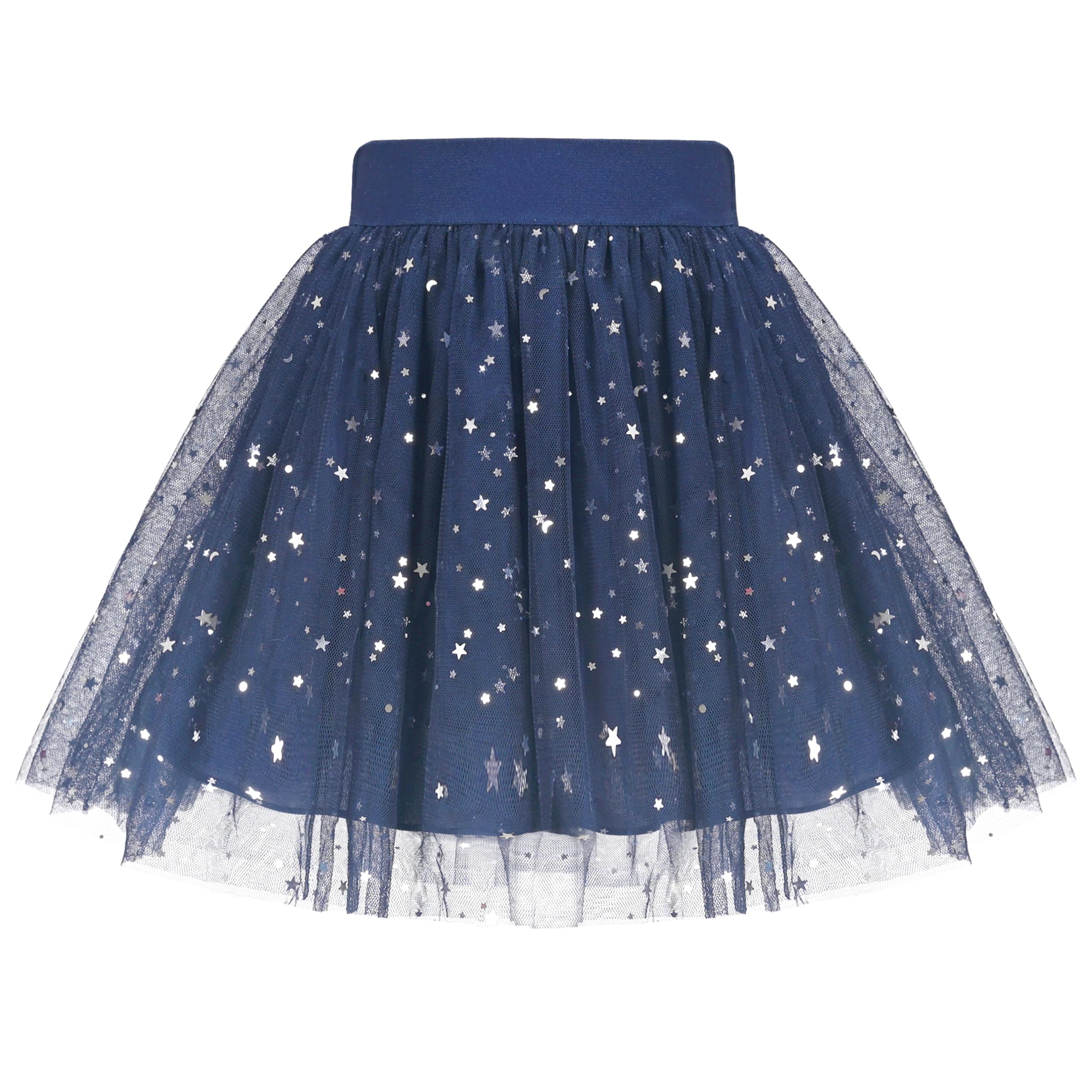 Sunny Fashion Girls Skirt Navy Blue Pearl Stars Sparkling Tutu Dancing Size 4-12