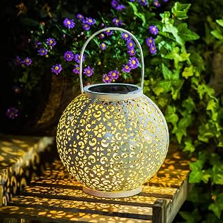 Outdoor Solar Big Lantern Waterproof Mothers Day Garden Gifts for Mom Women ,Solar Garden Lights for Backyard Table Walkway,Birthday Gifts for Grandma Wife (White,1Pack)
