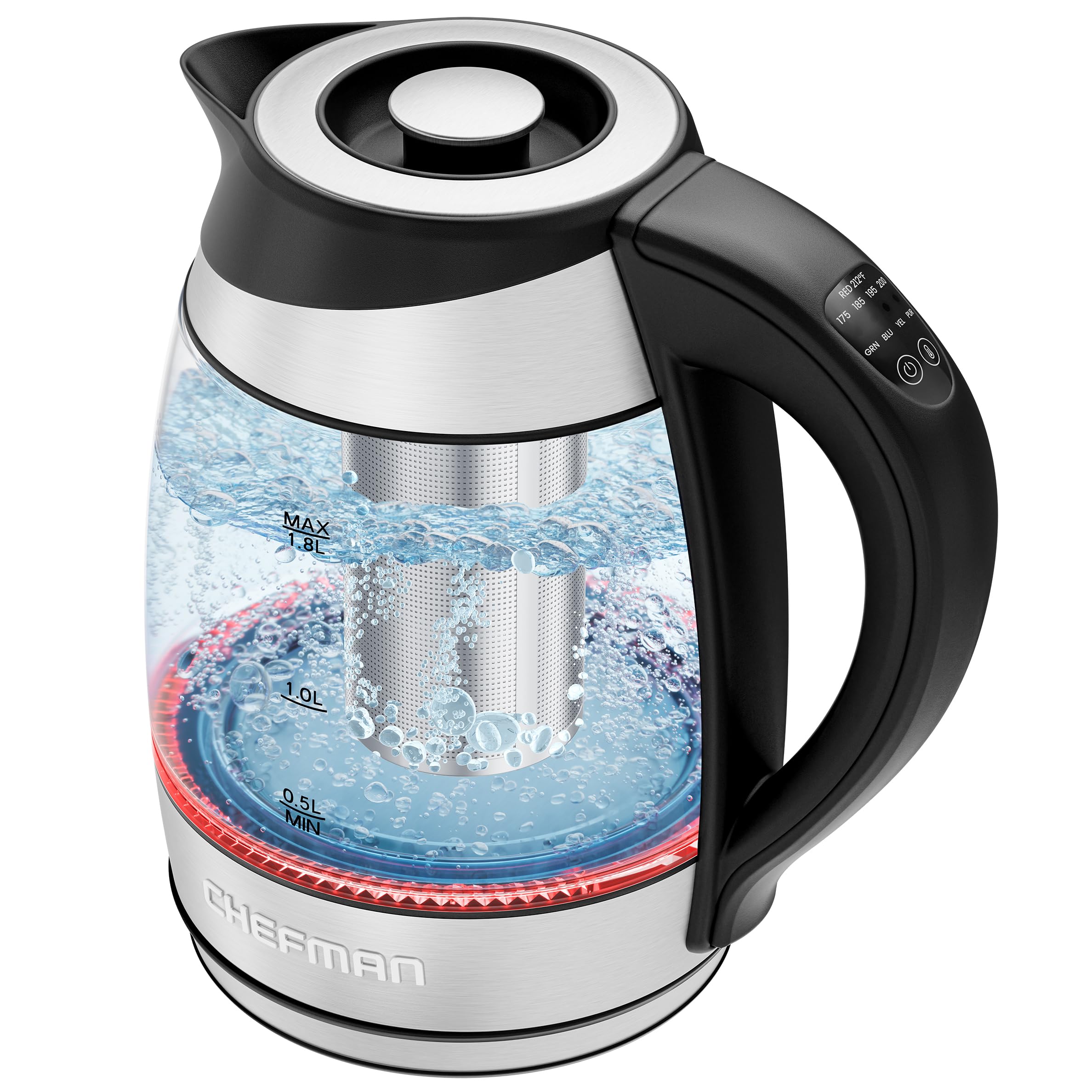 Chefman Electric Kettle with Temperature Control, 5 Presets LED Indicator Lights