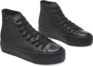 ALTOCIS Glitter Platform Fashion Sneakers,Sparkly Bling Mid Calf Sneaker for Women,Cute Comfortable Platform High Top Sneakers