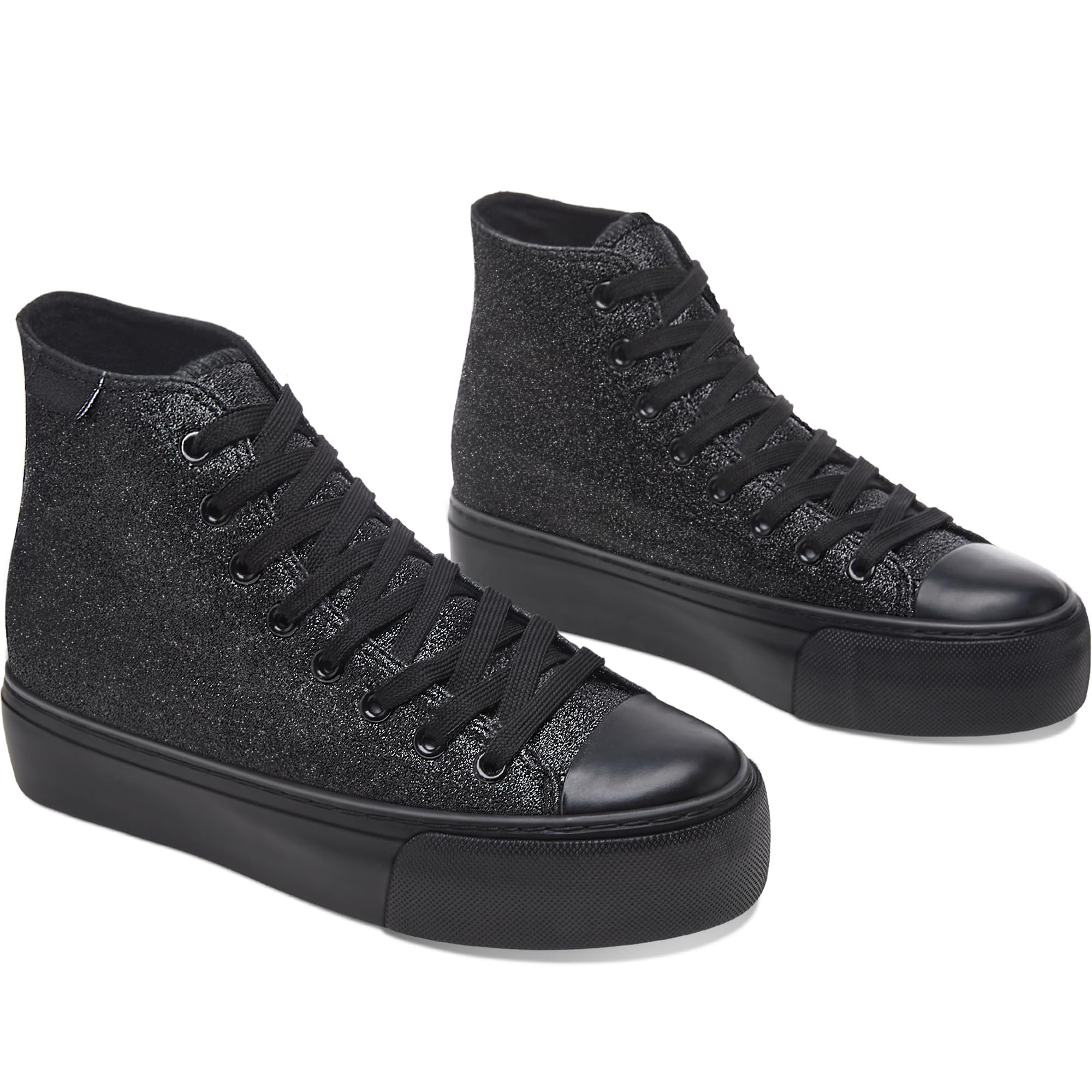 ALTOCIS Glitter Platform Fashion Sneakers,Sparkly Bling Mid Calf Sneaker for Wom