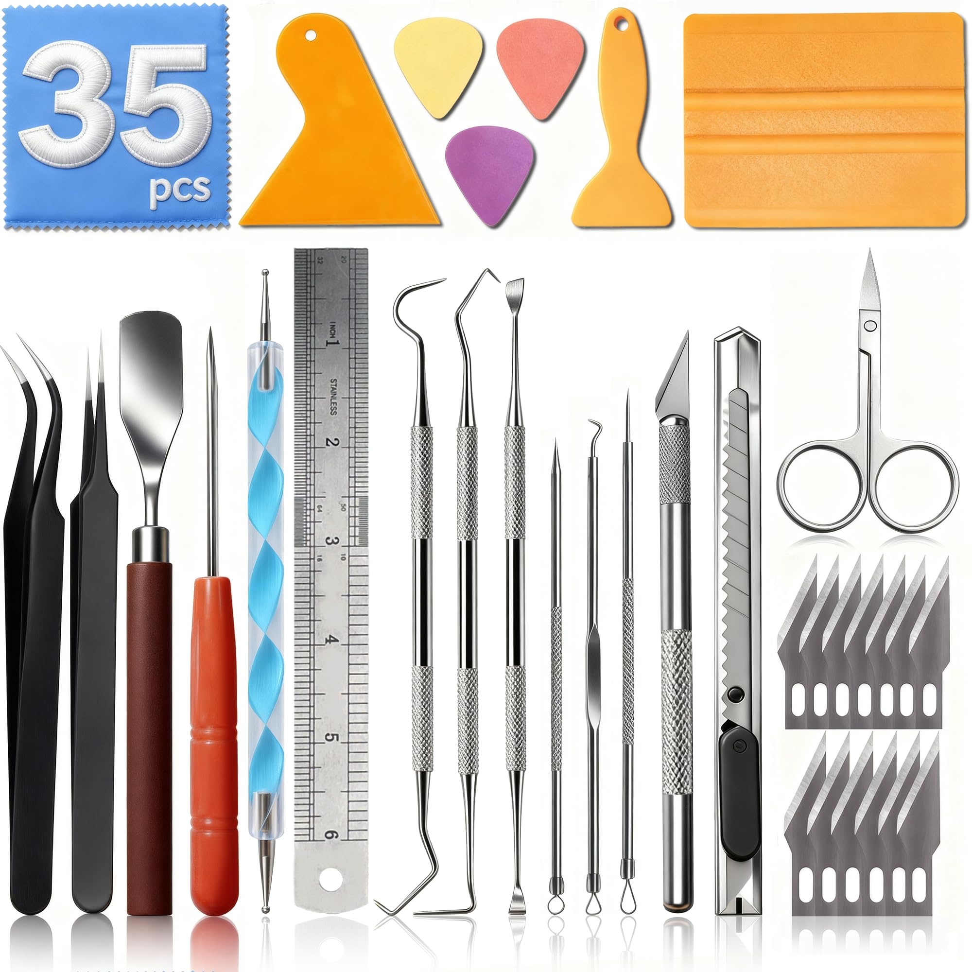 SHARKOOO 35 PCS Weeding Tools for Vinyl, Precision Craft Tools Set for Weeding V