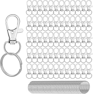 Key Chain Rings, 120 Pack Key Chain Clip Hooks with Key Rings, Silver | Zinc Alloy, 360° Swivel Snap Hooks Lobster Claw Clasps for Lanyard Keychain Jewelry Bag Art DIY Crafts