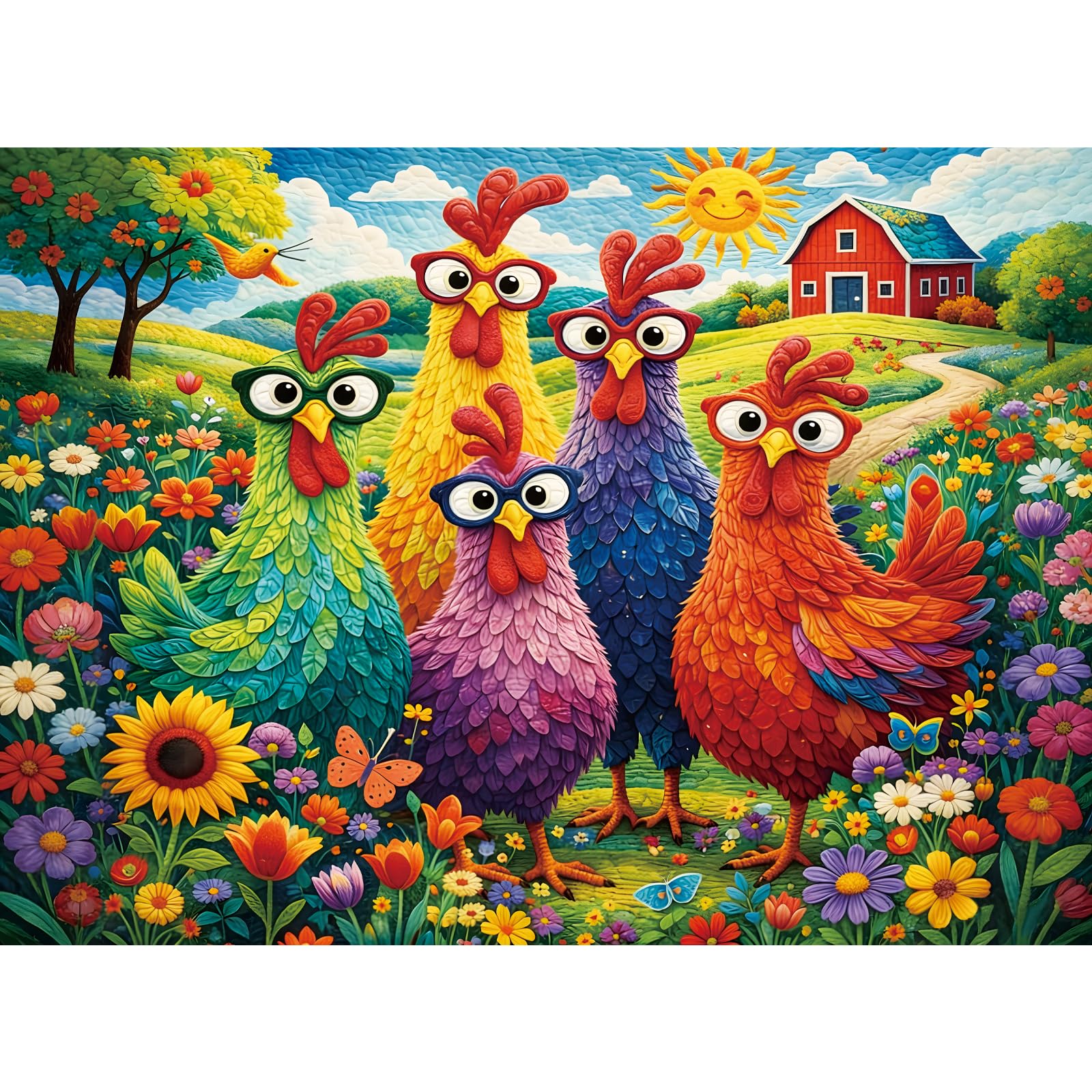 Puzzles for Adults 500 Pieces,Colorful Chicken Jigsaw Puzzle for Adults | Garden
