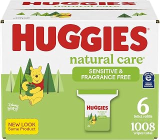 Huggies Natural Care Unscented Baby Wipes, Sensitive, 6 Refill Packs (1008 Wipes)