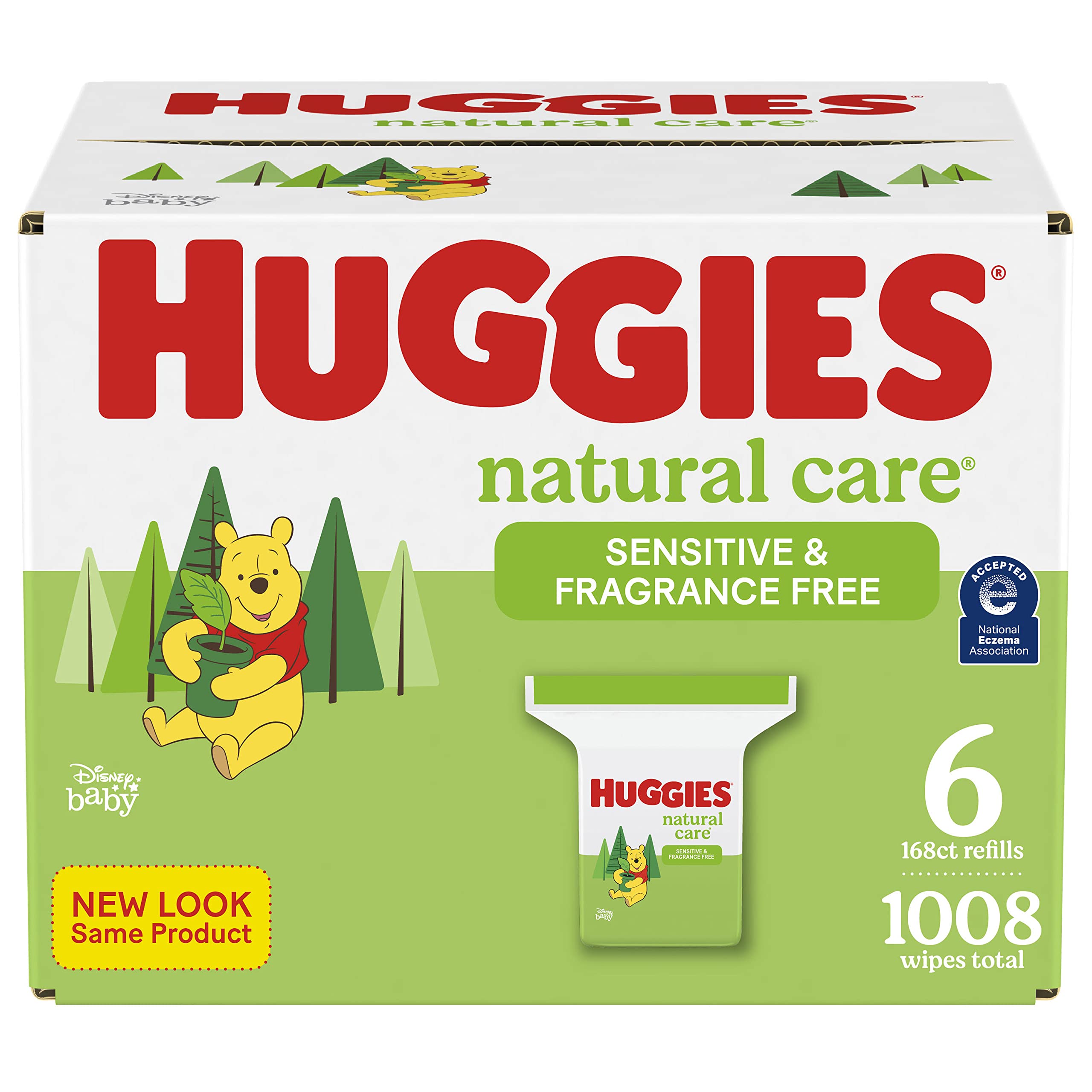 Huggies Natural Care Unscented Baby Wipes, Sensitive, 6 Refill Packs (1008 Wipes