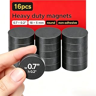 Ultra-Strong Round Magnets (0.7x0.2"/18x5mm, 16 pcs) - Heavy Duty Magnets, Non-Corrosive, High Thermal Resistance, Versatile For Home, Office, Workshop, Whiteboard, Fridge And Hobby Use