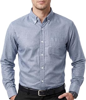 Cotton King 100% Cotton Oxford Shirts for Men Long Sleeve Button Down Shirt