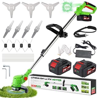 Fiutazge Débroussailleuse à Batterie,3-en-1 Débroussailleuse sans Fil Electrique,Coupe Bordure sans Fil avec Batterie 2x2,0Ah,Taille Bordure Réglable Télescopique Léger pour Jardin Pelouse Extérieur