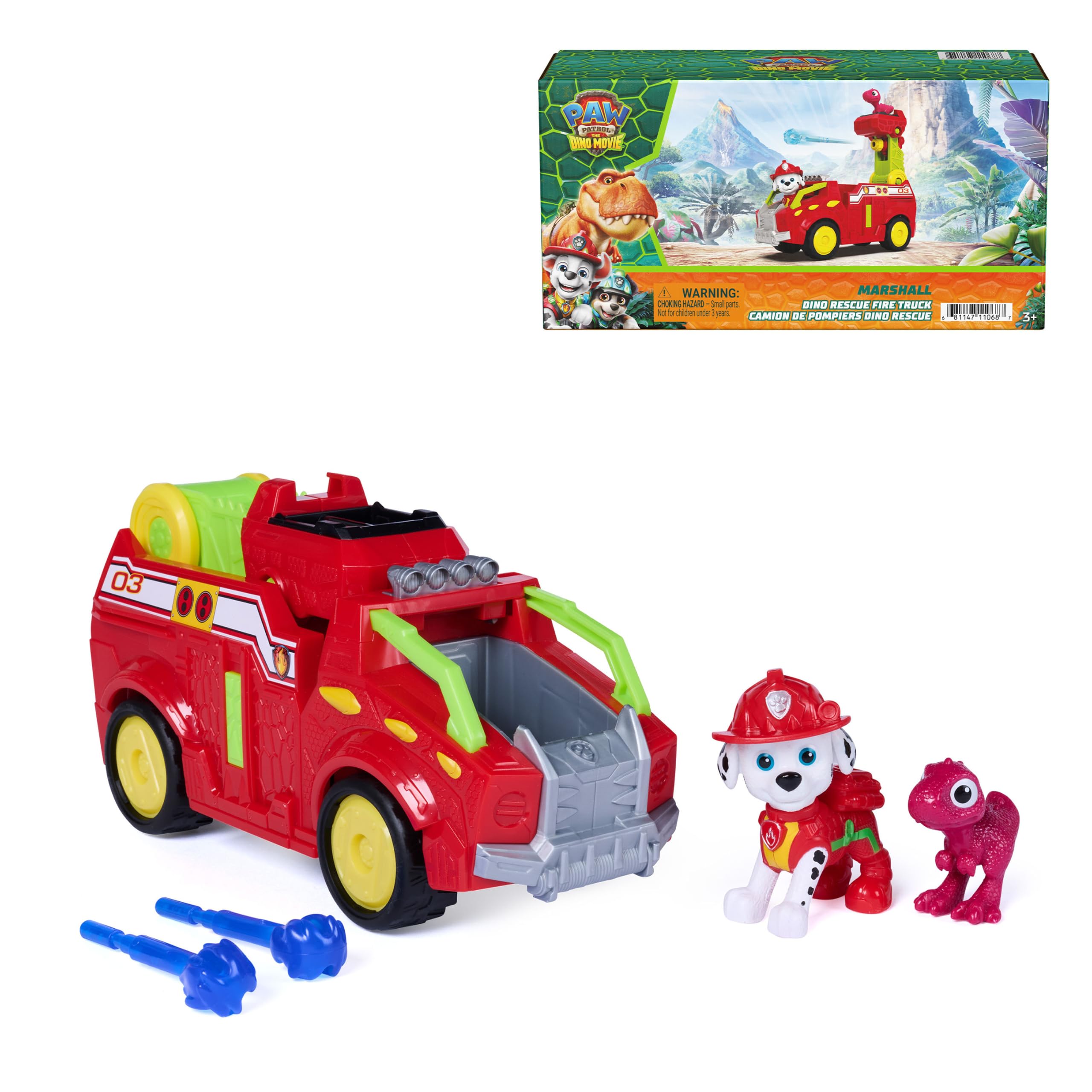 PAW Patrol The Dino Movie Marshall Dino Rescue Firetruck Toy Vehicle