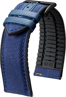 BINLUN Nylon Silicone Watch Bands 18mm 19mm 20mm 21mm 22mm Quick Release Canvas Rubber Hybrid Watch Strap Replacement Watchband for Men Women 9 Colors Silver/Black Buckle