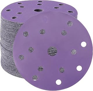 STEBRUAM 50 Pieces 150mm Sanding Discs 15 Holes Hook and Loop Sanding Sanding for 6 Inch Random Orbital Sander (600 Grit)