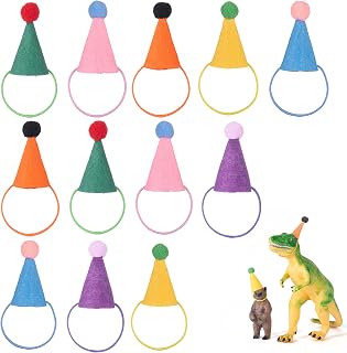 Mini Party Hats for Stuffed Animals, Felt Cloth Adjustable Mini Birthday Hats for Dolls Dog Cat Rabbit Puppies Assorted Animal Birthday Decorations[Assorted Color, 12pcs]