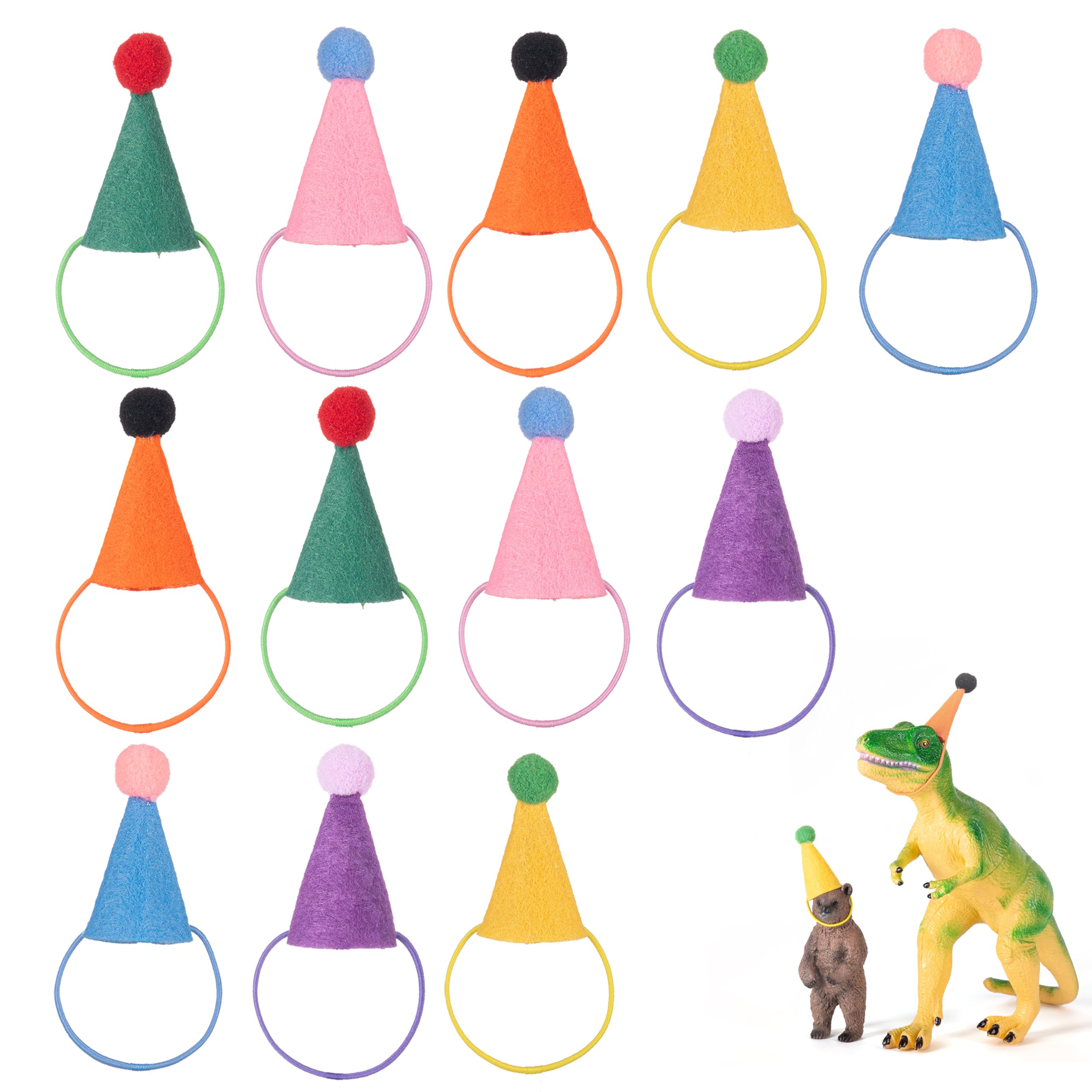 Mini Party Hats for Stuffed Animals, Felt Cloth Adjustable Mini Birthday Hats fo