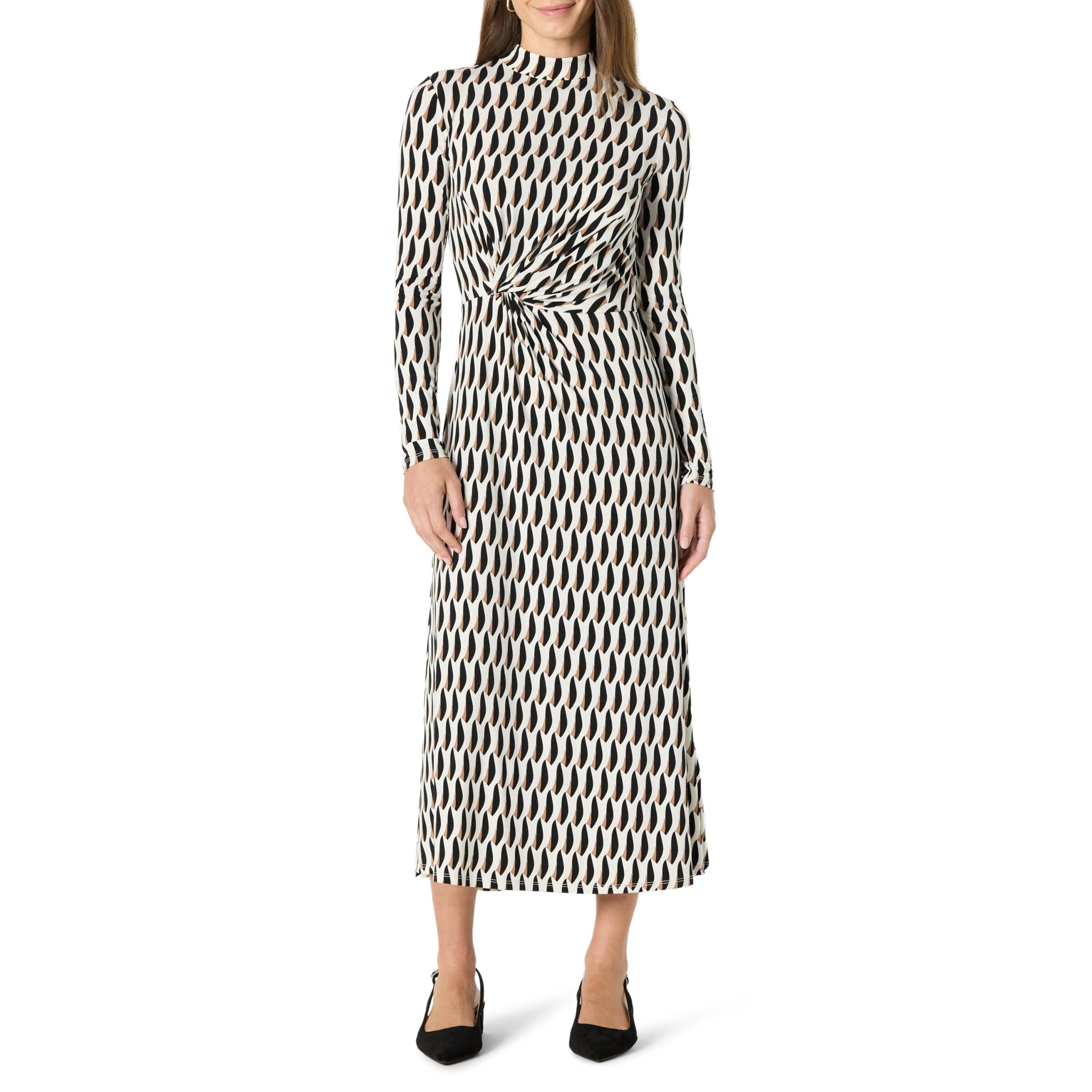 Amazon Essentials Women's Long Sleeve Stretch Knit Evasé Dress