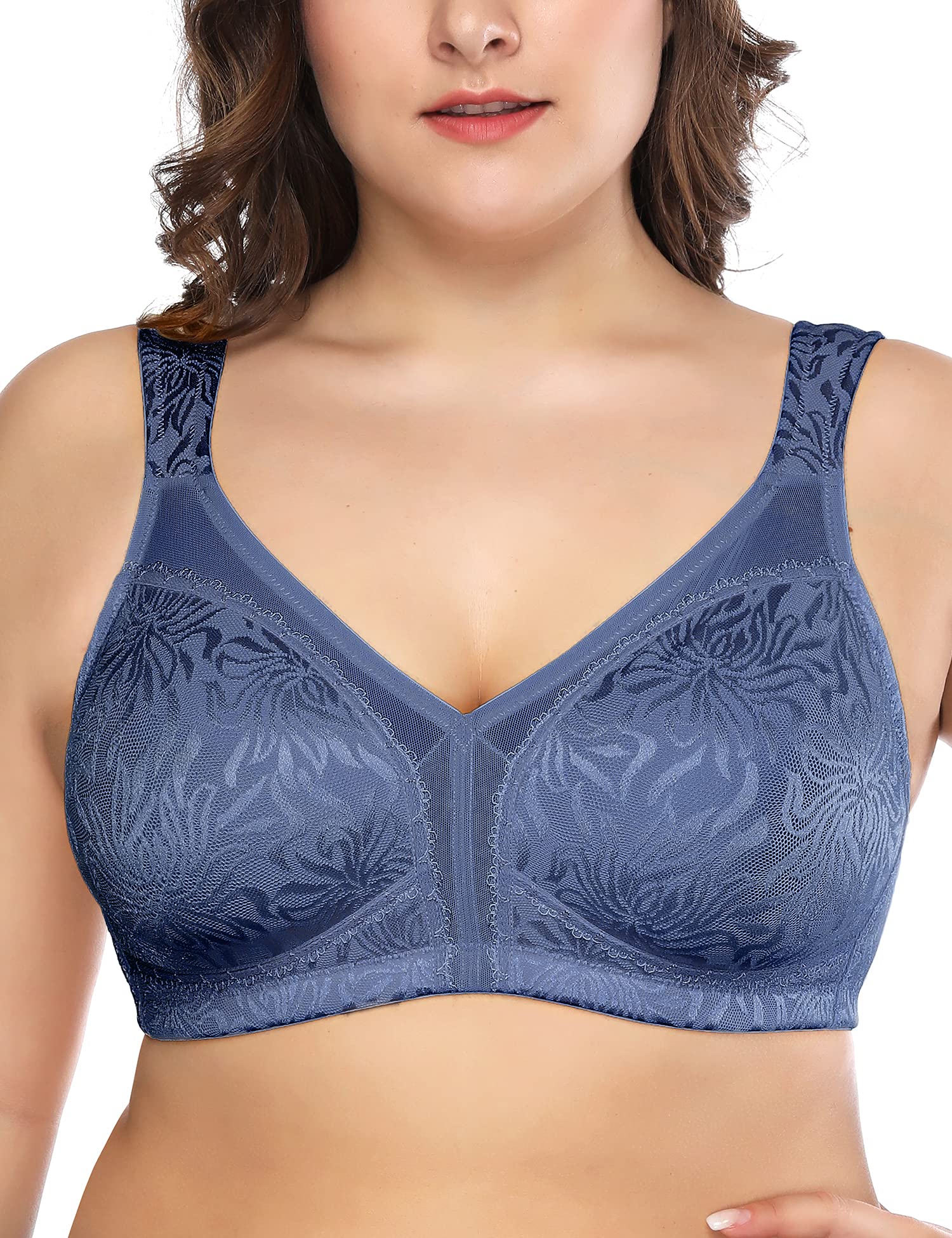 Deyllo Women's Full Cup Minimiser Bra, Non-Underwire, Large Sizes, Classic