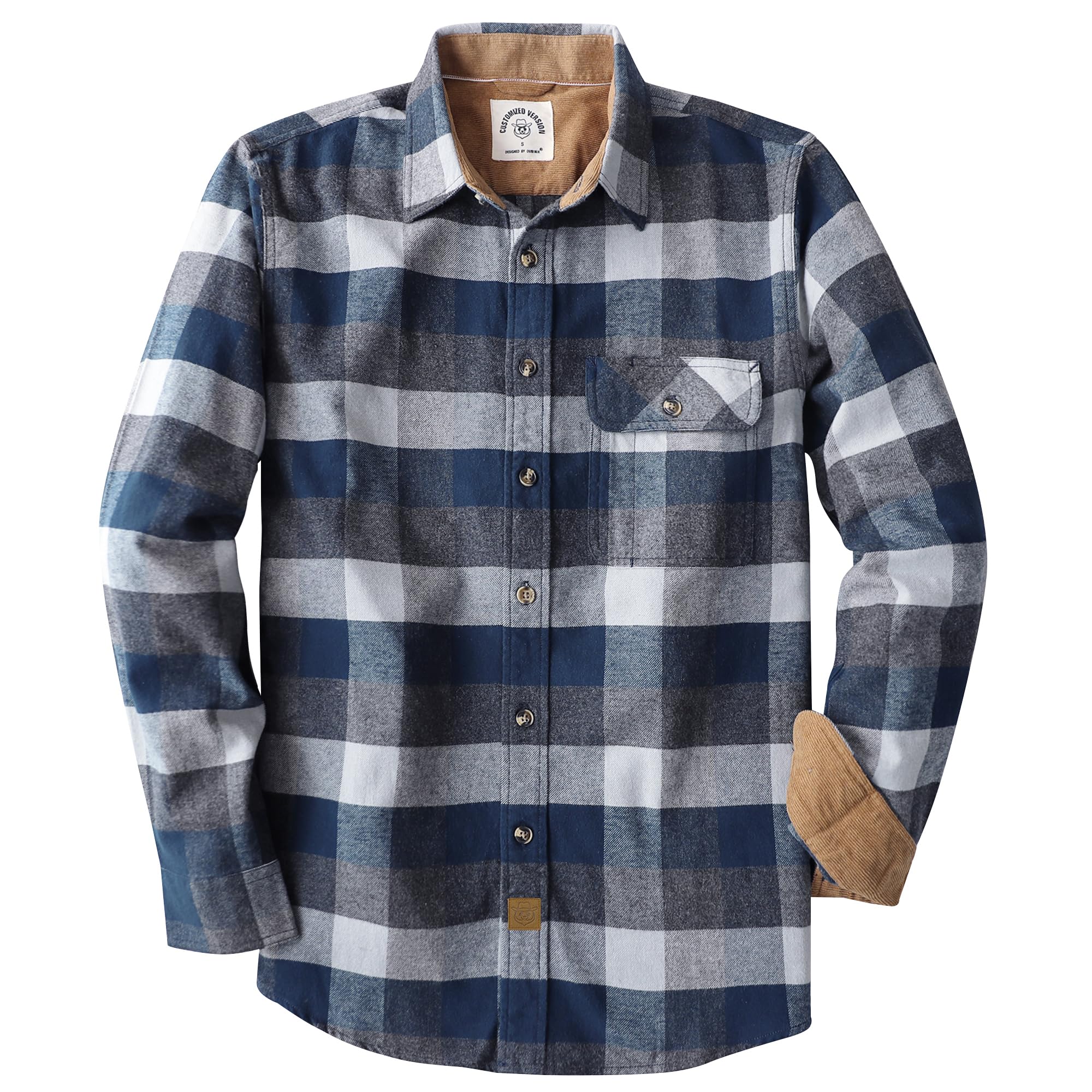 Dubinik® 6 oz Men's Flannel Shirt Soft Retro Checked Long Sleeve Regular