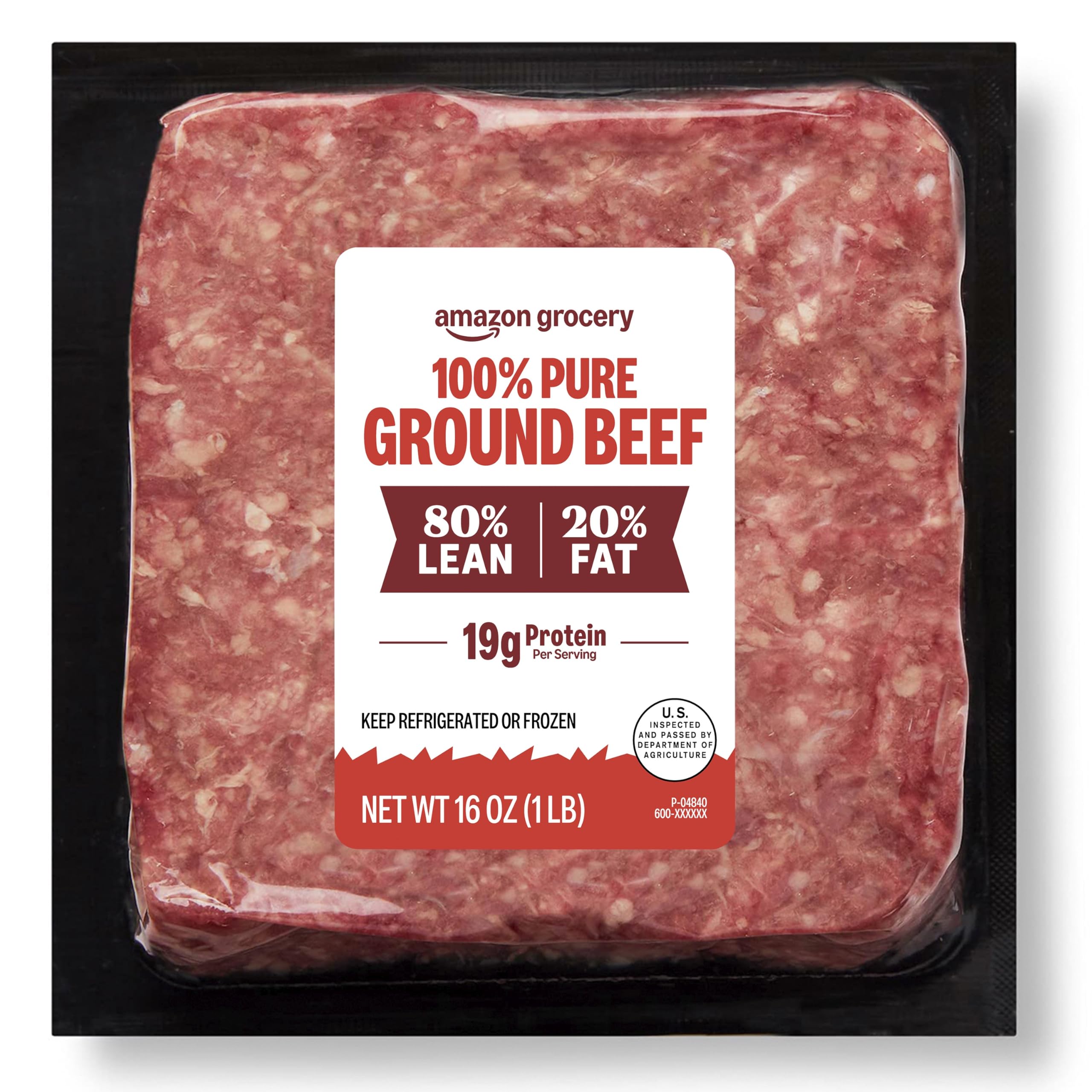 Amazon Grocery, Ground Beef, 80% Lean/20% Fat, 1 lb
