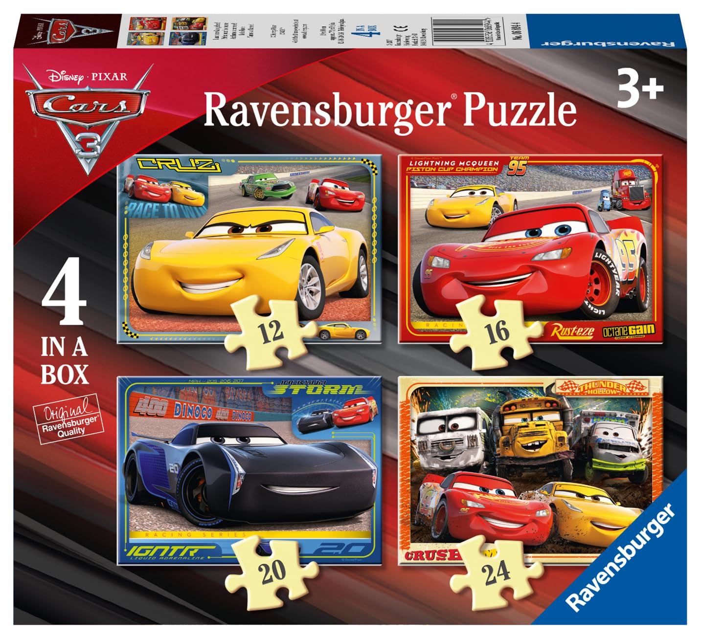 Ravensburger Children Puzzles Disney Pixar Cars 3, 4 in a box - Ages 3+