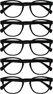 OPULIZE Pop 5 Pack Retro Smooth Round Matte Black Men Women Reading Glasses Spring Hinges RRRR2-1 +2.50