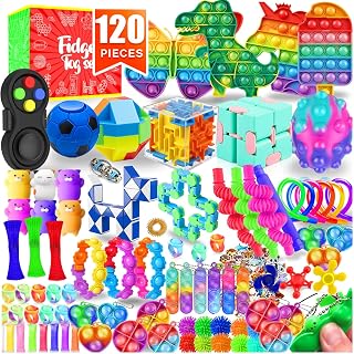 Fidget Toys, 120 Pack Party Favors for Kids 8-12 4-8, Sensory Toys Bulk Autism Autistic, Treasure Box Toys for Classroom, Stocking Stuffers, Goodie Bag Stuffers, Christmas Birthday Gifts Prizes