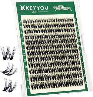 KEYYOU Flora Lash Clusters D Curl Wispy Flaunt Eyelash Extensions F01 | Ultra-Thin Soft Band,Spider Lash,Volume-Boosting Effect,Beginner-friendly,Kim K Style,8-18mm for Daily Wear,Dates &amp; Parties
