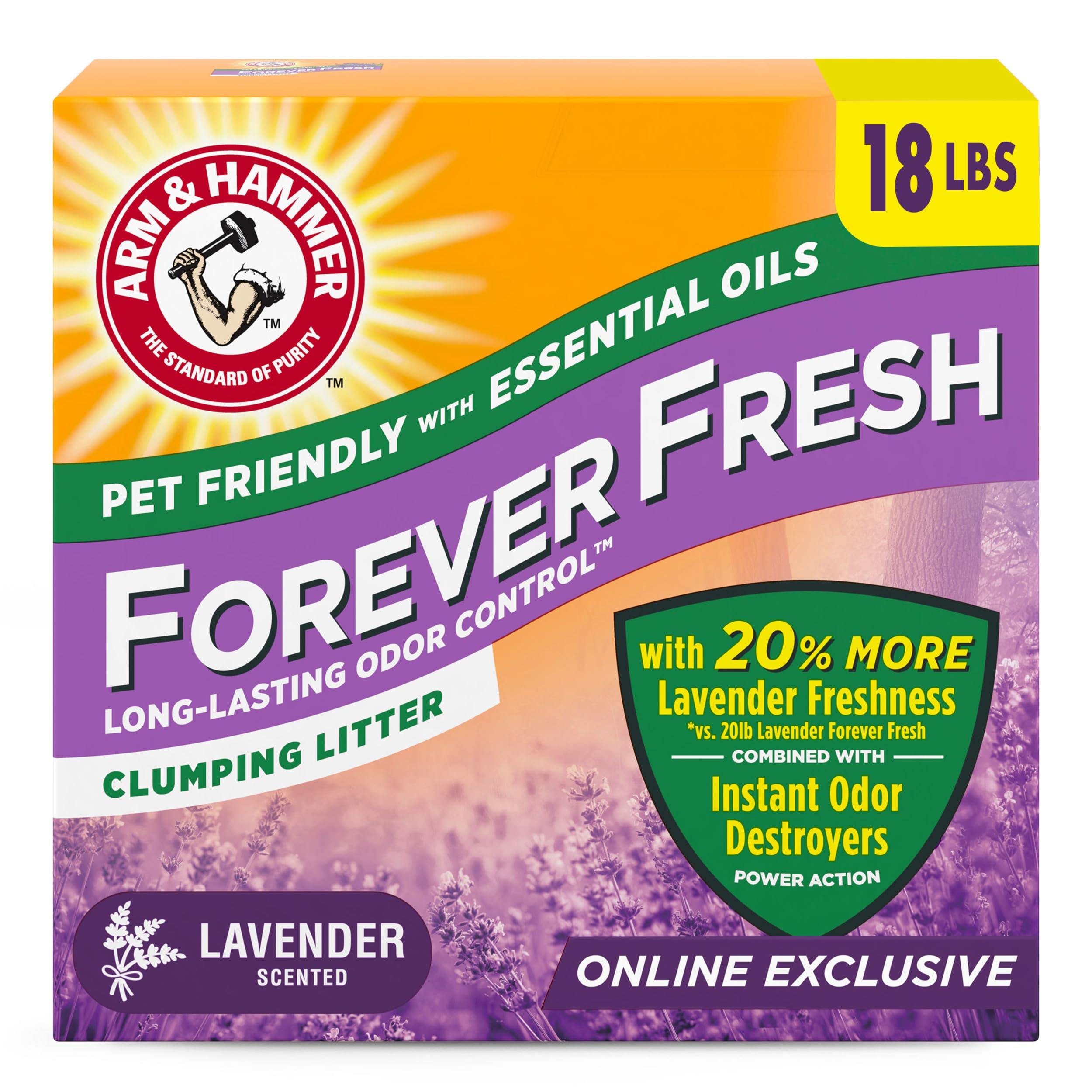 Arm & Hammer Forever Fresh Clumping Cat Litter Lavender, MultiCat Cat Litter Odo