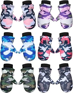 Hicarer 6 Pairs Waterproof Winter Mittens Unisex