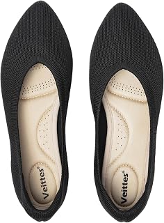 Veittes Womens Wide Leg Flats - Comfortable Soft Breathable Knit Ballet Flats