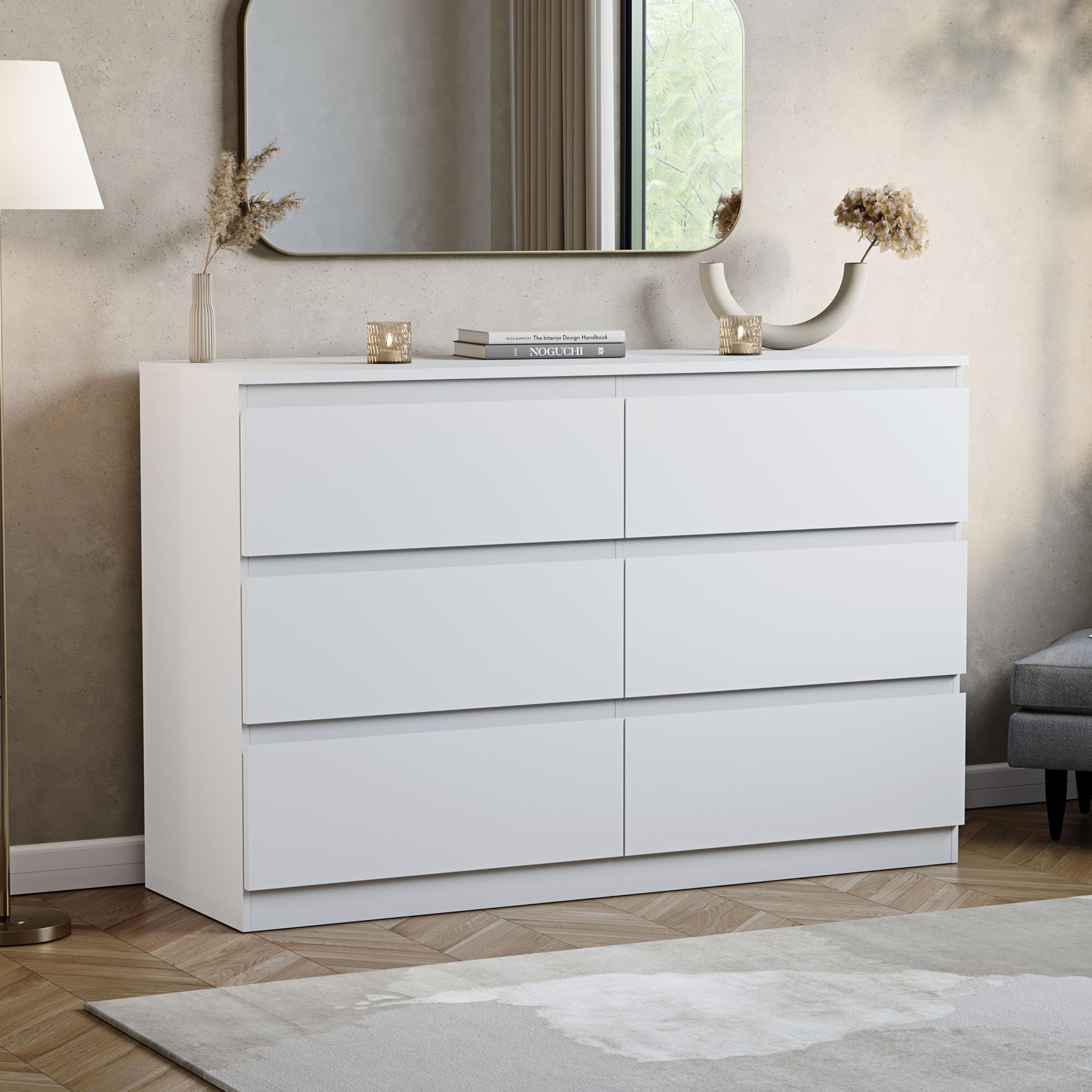 Vida Designs Denver 6 Drawer Chest of Drawers | White | Space-Saving Storage | 7