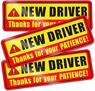 New Driver Magnetic Sign for Car, 3 Pcs High Reflective Sign, 9.5 x 3.2inch | Movable, Weatherproof and Reusable, Be Patient Reflective Signs for Learners, Red and Yellow