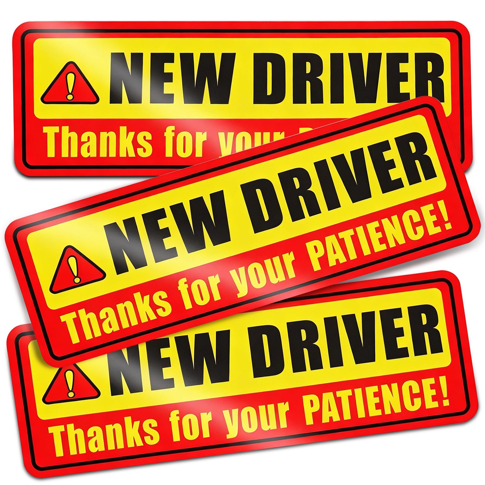 New Driver Magnetic Sign for Car, 3 Pcs High Reflective Sign, 9.5 x 3.2inch | Mo