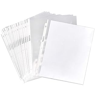 Amazon Basics Clear Sheet Protectors for 3 Ring Binder, 21.59 cm x 27.94 cm,Polypropylene, 100-Pack