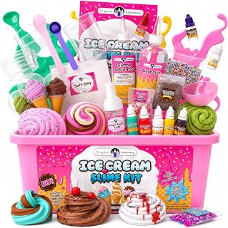 Original Stationery Ice Cream Slime Kit for Girls Toys, DIY Cherry-Scented Slime Making Set with 31 Pieces, Fun Arts and Crafts for Kids Ages 8-12, Birthday Gift