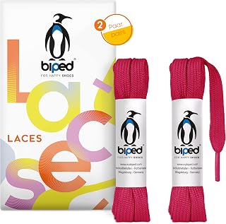 biped LACES Flat Laces (2 Pairs), Polyester Flat Shoelaces, 10 mm Width, Premium Shoe Laces for Trainers, Sports Shoes, Tear-Resistant and Washable z2913